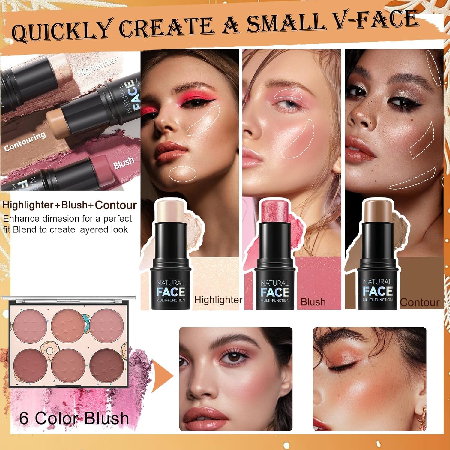 Comprehensive Girls Makeup Kit: 40-Color Eyeshadow Palette, Foundation, Contour Stick, and Additional Essentials
