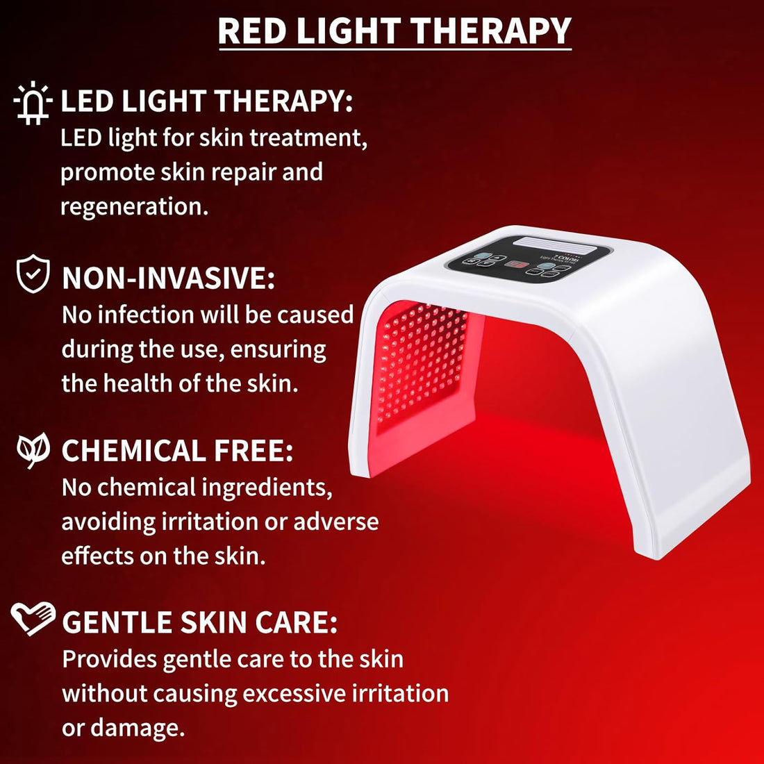Best Red Light Devices, 7 Color Red Light Machine for Face and Neck, LED Facial Skin Care Beauty Tool at Home - Timeless Beauty