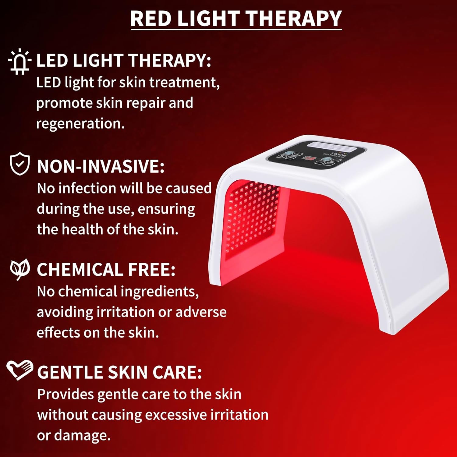Best Red Light Devices, 7 Color Red Light Machine for Face and Neck, LED Facial Skin Care Beauty Tool at Home - Timeless Beauty