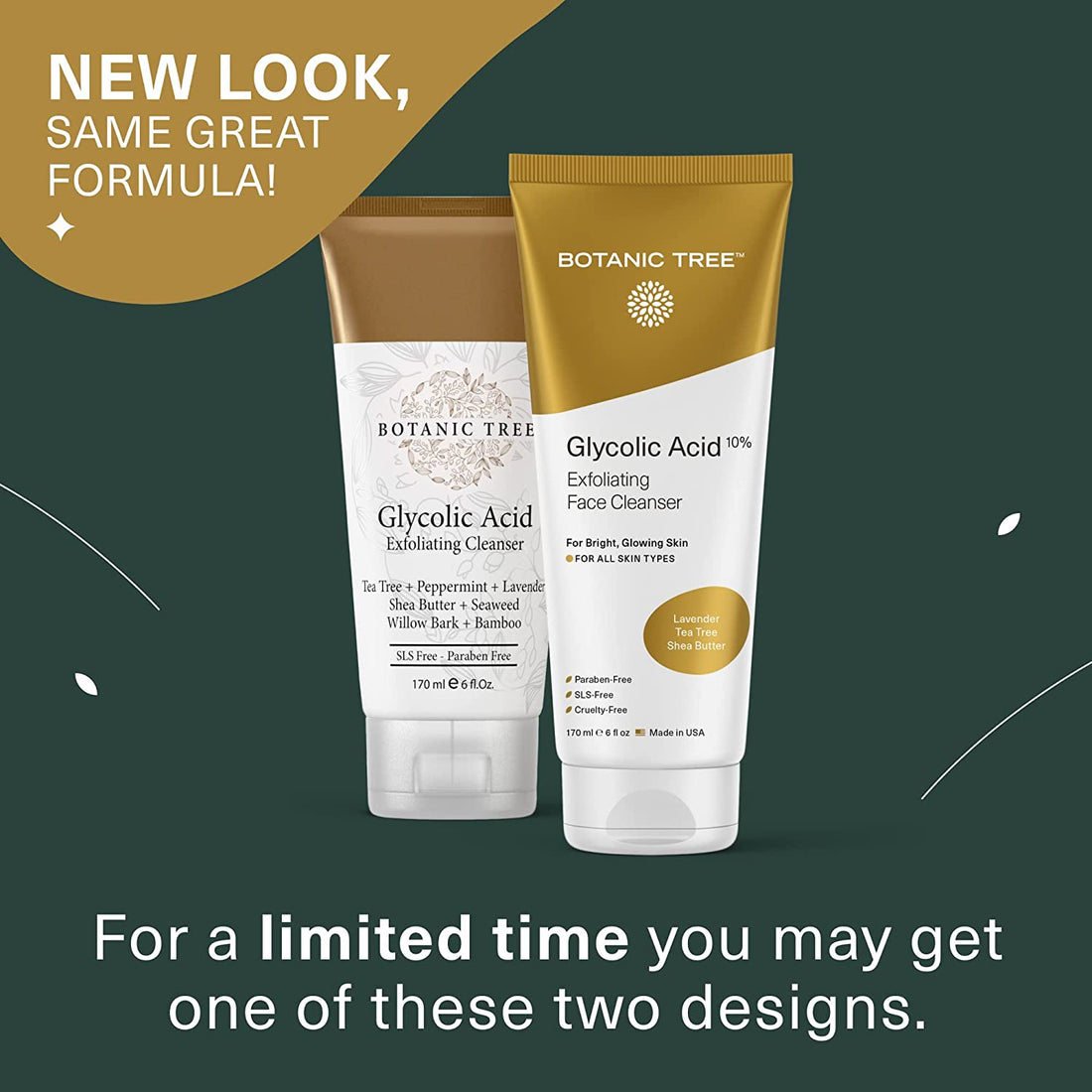 Glycolic Acid Face Wash, Exfoliating Facial Cleanser for Facial Skin Care, Acne Treatment Face Scrub, 10% Glycolic and Salicylic Acid 6 Fl. Oz (2 Pack) - Timeless Beauty