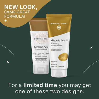 Glycolic Acid Face Wash, Exfoliating Facial Cleanser for Facial Skin Care, Acne Treatment Face Scrub, 10% Glycolic and Salicylic Acid 6 Fl. Oz (2 Pack) - Timeless Beauty