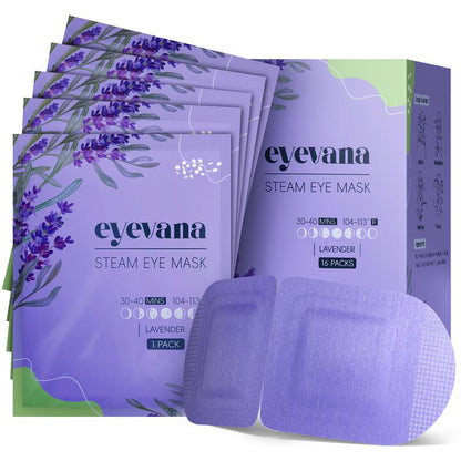 Eyevana Steam Eye Mask (Unscented), 16 Packs, Self Heating Eye Mask, Disposable, Dry Eye Relief, Fast Relief for Stye, Dark Circles, Puffy Sensitive Eyes, Relaxation Gift for Women - Timeless Beauty