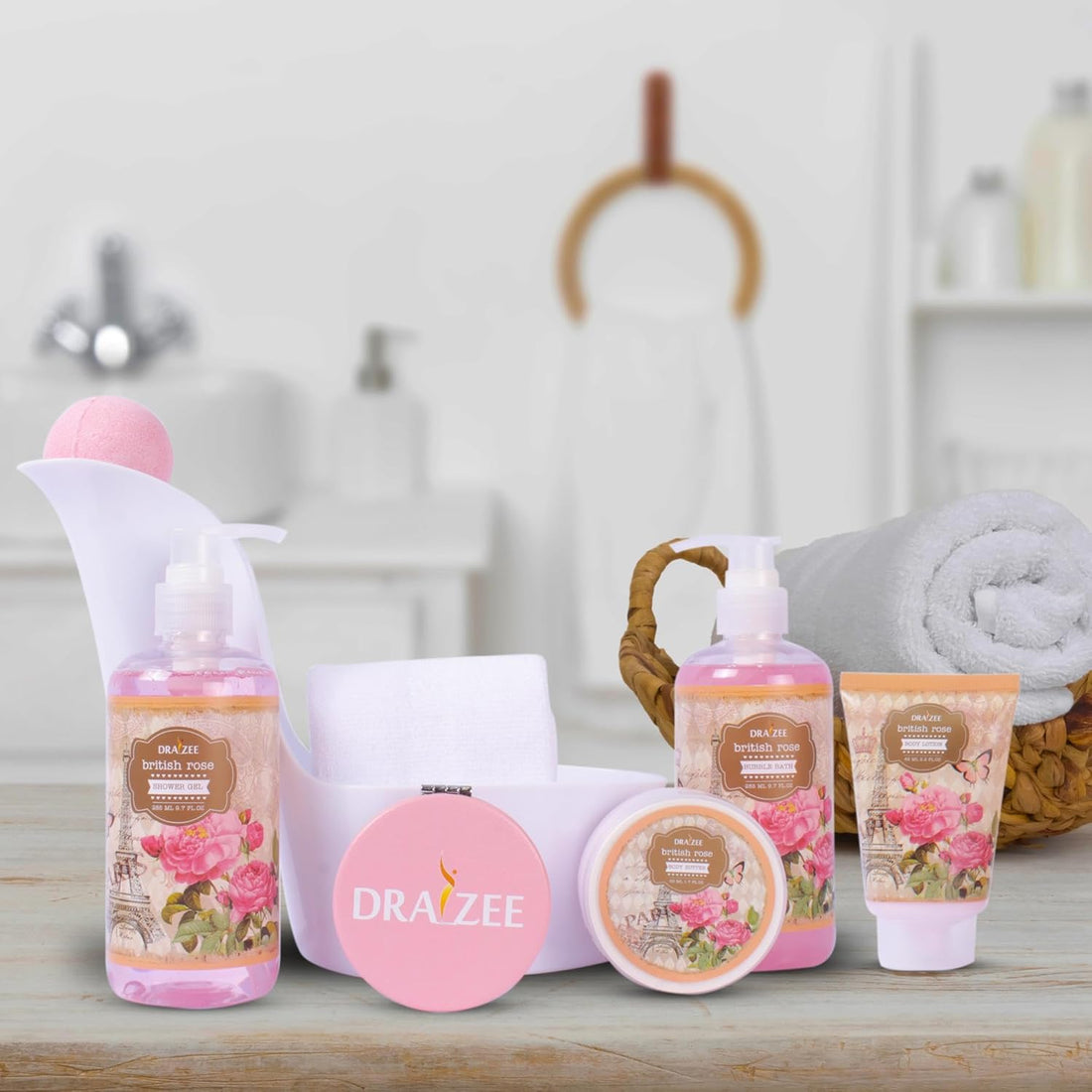 Bath and Body Gift Set - 8 Pcs Luxury Rose Scented Heel Shoe Spa Gift Set for Women - Shower Gel, Bubble Bath, Body Butter, Body Lotion &amp; More - Christmas Gifts for Women, Gift for Mom - Timeless Beauty