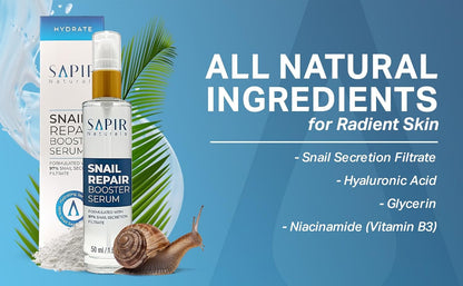 ail Mucin Serum Repair Booster Serum 50Ml - Formulated with 97% ail Secretion Filtrate - Facial Skin Care Products Face Serum for Women with Hyaluronic Acid - anti Aging Serum - (2 Pack) - Timeless Beauty