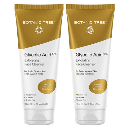 Glycolic Acid Face Wash, Exfoliating Facial Cleanser for Facial Skin Care, Acne Treatment Face Scrub, 10% Glycolic and Salicylic Acid 6 Fl. Oz (2 Pack) - Timeless Beauty
