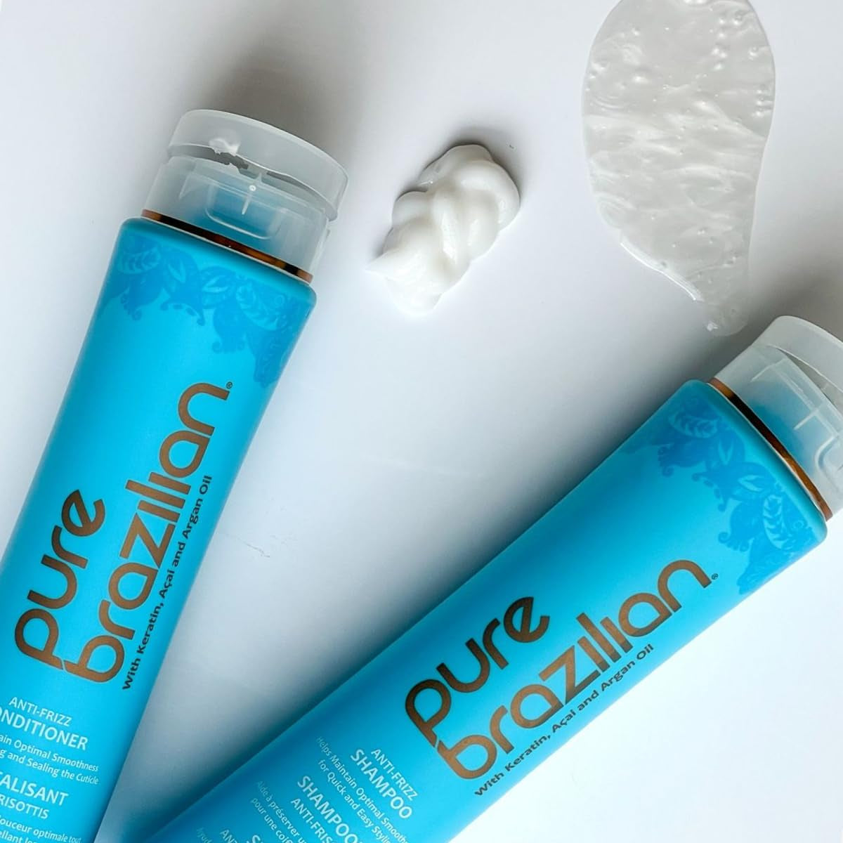 Pure Brazilian Anti-Frizz Daily Shampoo &amp; Conditioner Duo | Salt-Free, Color Safe, Keratin + Argan Oil + Acai | 13.5 Oz - Timeless Beauty