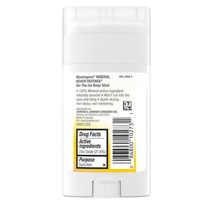 Purescreen+ Mineral Beach Defense On-The-Go Body Sunscreen Stick with Broad Spectrum SPF 50, Water Resistant UVA/UVB Protection, Absorbs Quickly &amp; Dries Clear, 1.5 Oz - Timeless Beauty