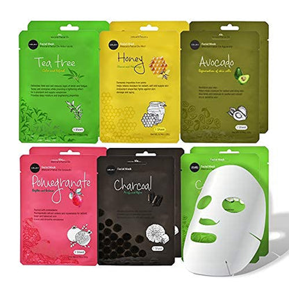 Essence Facial Face Mask Paper Sheet Korea Skin Care Moisturizing 12 Pack (Mix - 2 of Each) - Timeless Beauty