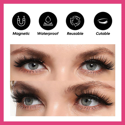 Magnetic Eyelashes with Eyeliner Cat Eyes Magnetic Eyelashes Natural Look False Eyelash No Glue Needed Reusable Fake Eyelashes with Tweezers (3 Pairs Cat Eyes)