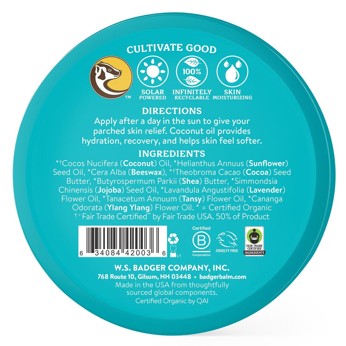 Coconut after Sun Balm with Organic Cocoa Butter &amp; Shea Butter, Rescue Balm, Soothing &amp; Cooling Balm for Tight Dry Skin after Sun Exposure, 2 Oz - Timeless Beauty