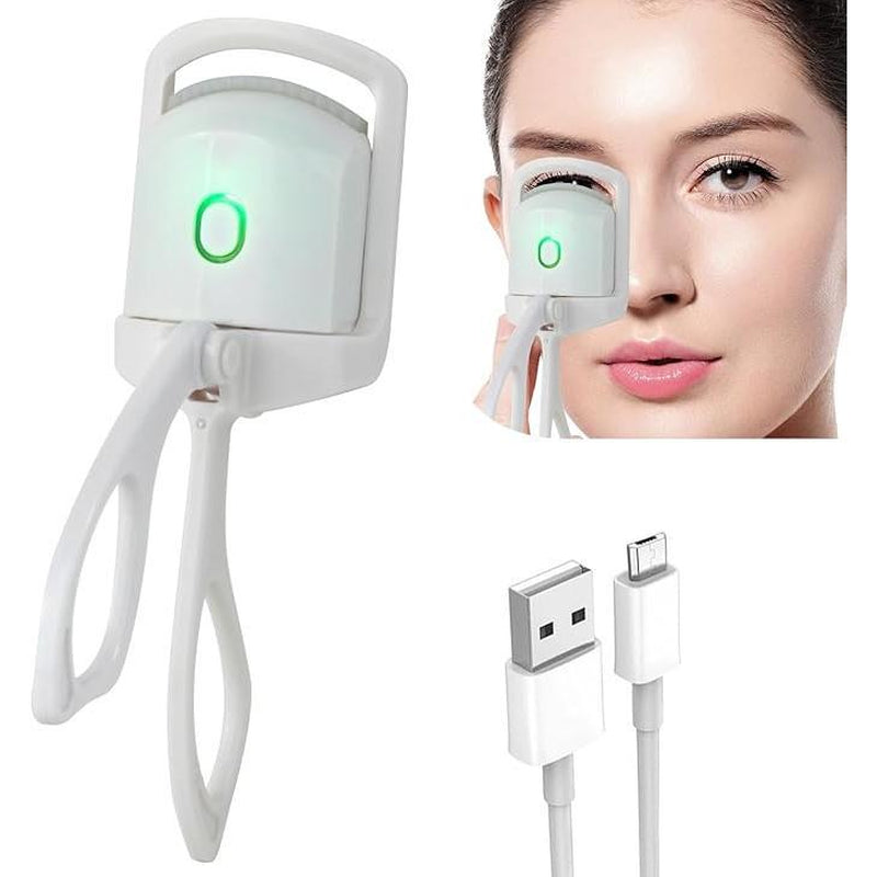 Heated Eyelash Curler – Electric, Rechargeable | 2 Heating Modes for Quick, Natural Curling &amp; Long-Lasting Lift (White) - Timeless Beauty