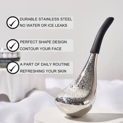 Ice Globes Facial Skin Care Tools for Women Face Eyes, Stainless Steel Face Beauty Cryo Sticks for Girls Ladies, Esthetician Supplies Cooling Spa Globes Cold Roller with Storage Case - Timeless Beauty
