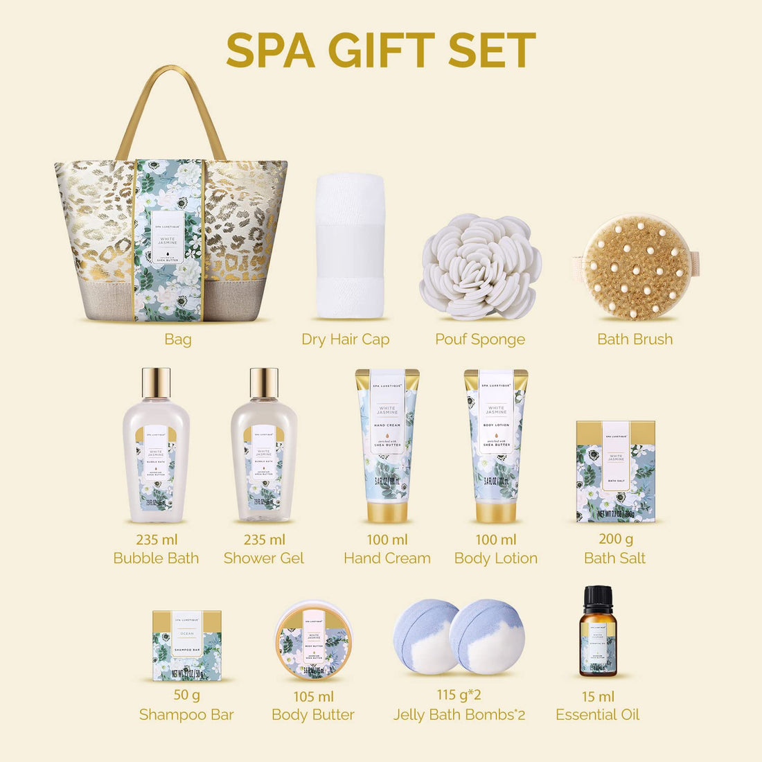 Spa Gift Baskets for Women - Gift Set for Women,15Pcs Luxury Relaxing Spa Kit with Bath Bombs,Birthday Gifts for Women,Valentines Day Spa Gifts for Women - Timeless Beauty