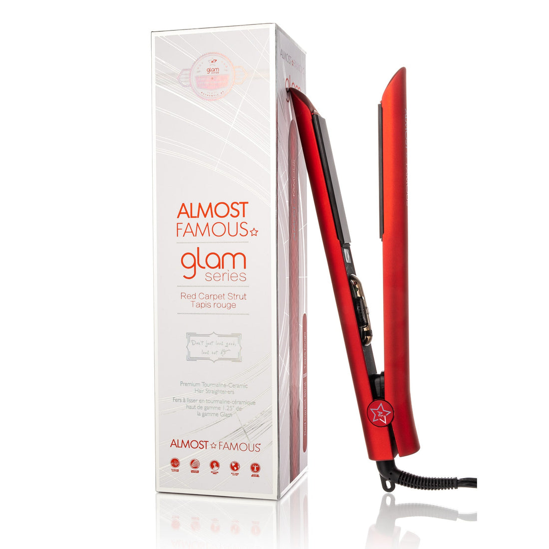 Almost Famous 1.25&quot; Glam Series Flat Iron with Luxe Gem Infused Plates - Timeless Beauty