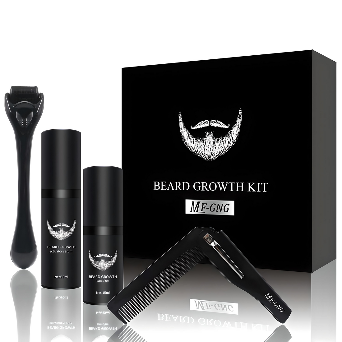 MF-G&amp;NG™ – Beard Growth Kit with Roller &amp; Activating Serum - Timeless Beauty