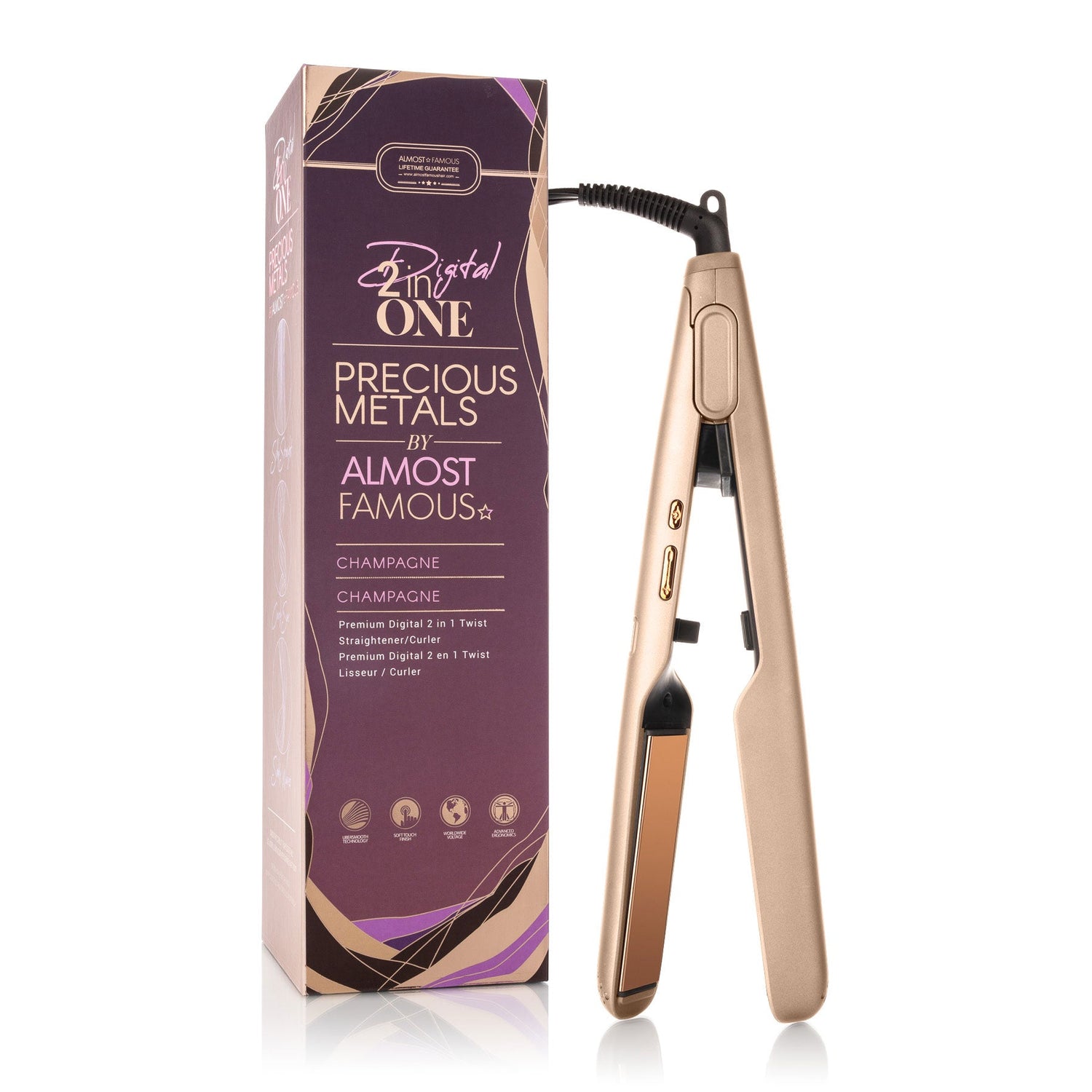 Almost Famous Digital 2inONE Twist Flat Iron with RG Titanium Plates - Timeless Beauty