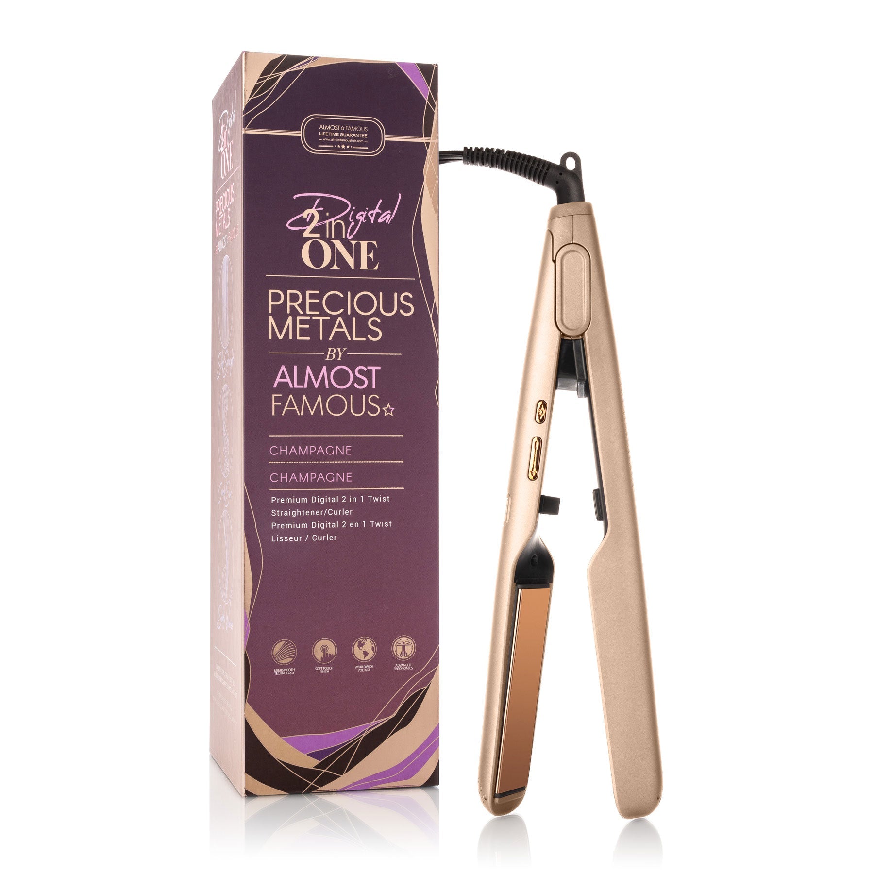 Almost Famous Digital 2inONE Twist Flat Iron with RG Titanium Plates - Timeless Beauty