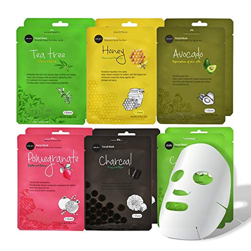 Essence Facial Face Mask Paper Sheet Korea Skin Care Moisturizing 12 Pack (Mix - 2 of Each) - Timeless Beauty