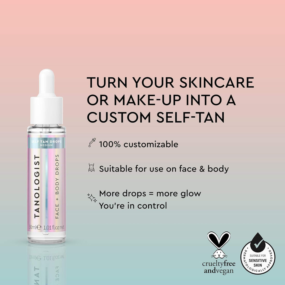 Face and Body Self Tan Drops, Medium - Bronzing Drops - Illuminating Self Tanning Drops, Natural Ingredients &amp; Vegan - 1.01 Fl Oz - Timeless Beauty