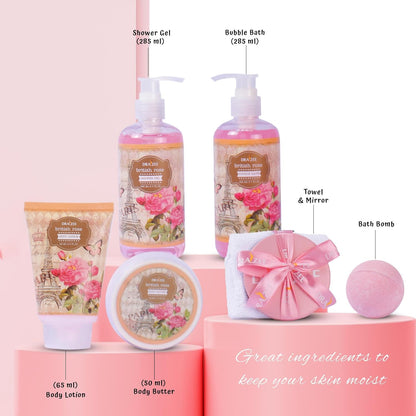 Bath and Body Gift Set - 8 Pcs Luxury Rose Scented Heel Shoe Spa Gift Set for Women - Shower Gel, Bubble Bath, Body Butter, Body Lotion &amp; More - Christmas Gifts for Women, Gift for Mom - Timeless Beauty