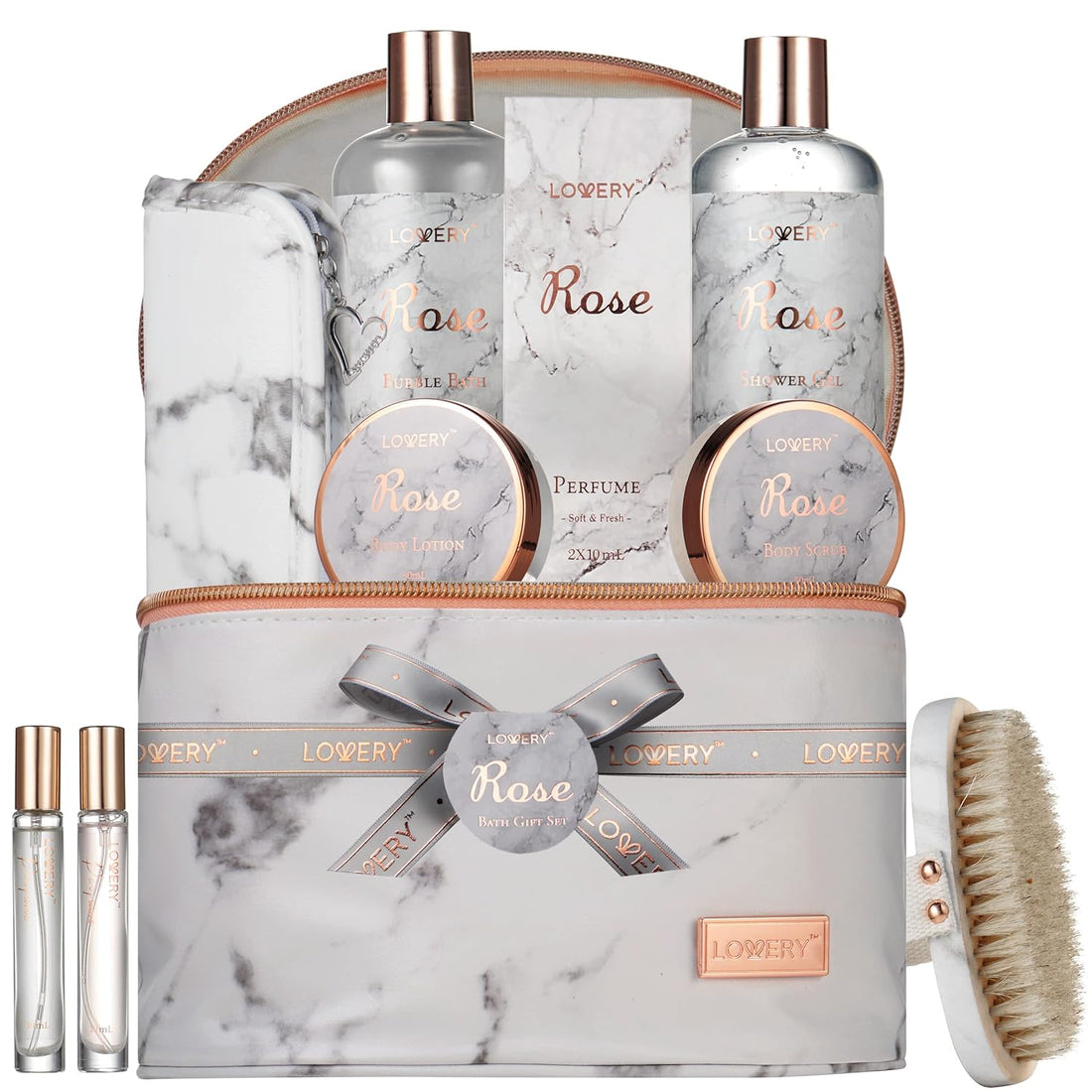 Christmas Gifts for Mom, Daughter Self Care Gifts for Women, Luxe 16Pc Rose Bath and Body Home Spa Set, Relaxation Bath Gift Basket for Birthday Pampering with Perfumes, Acne Kit, Lotions &amp; More - Timeless Beauty