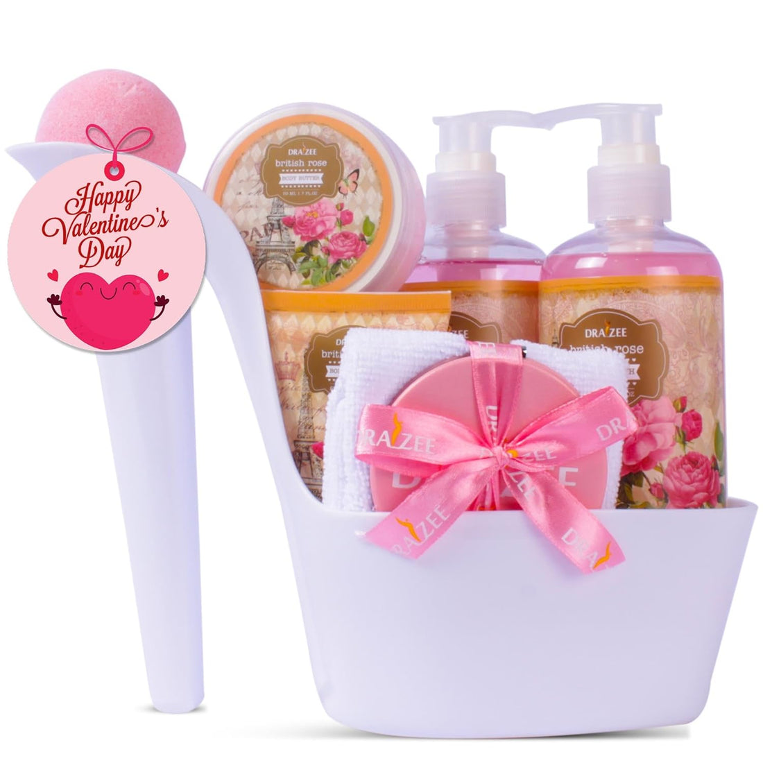 Bath and Body Gift Set - 8 Pcs Luxury Rose Scented Heel Shoe Spa Gift Set for Women - Shower Gel, Bubble Bath, Body Butter, Body Lotion &amp; More - Christmas Gifts for Women, Gift for Mom - Timeless Beauty