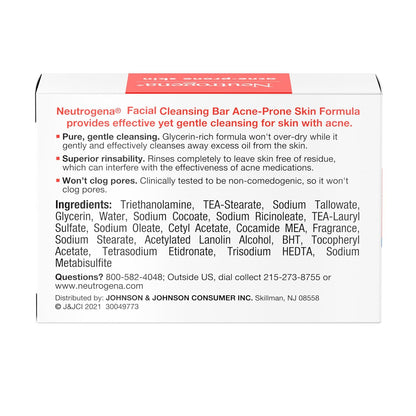 Facial Cleansing Bar Treatment for Acne-Prone Skin, Non-Medicated &amp; Glycerin-Rich Formula Gently Cleanses without Over-Drying, No Detergents or Dyes, Non-Comedogenic, 3.5 Oz - Timeless Beauty