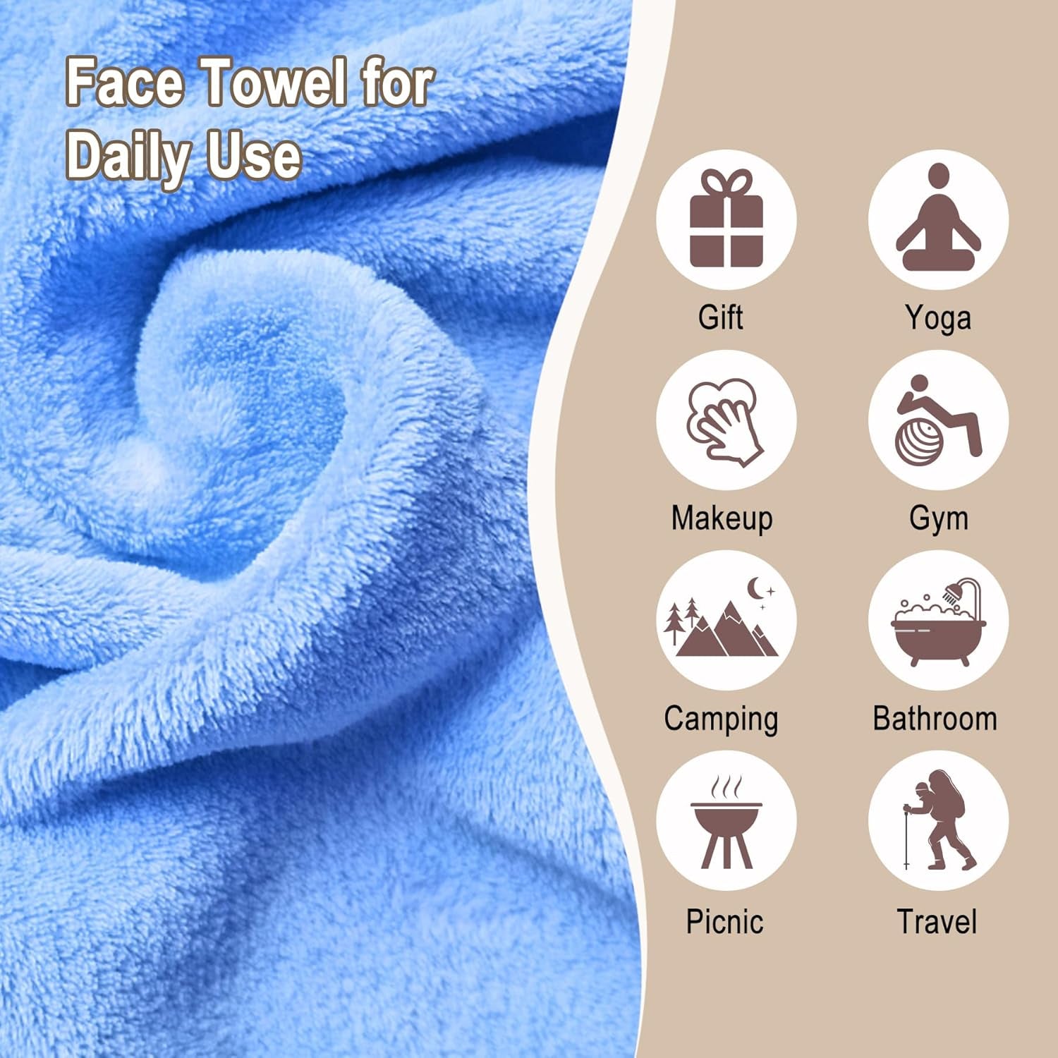 Reusable Makeup Remover Cloths - 12 Pack Microfiber Face Wash Pads with Washable Travel Bag, 6x6 Inches, Gentle Cleansing with Just Water