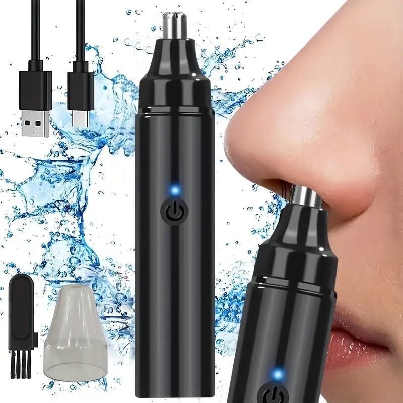 1 Set Electric Nose Hair Trimmer, Black USB Charging Painless Nose Hair Shaver, Personal Care Accessories for Men &amp; Women, Hair Removal Device, Cleaning Nose - Timeless Beauty