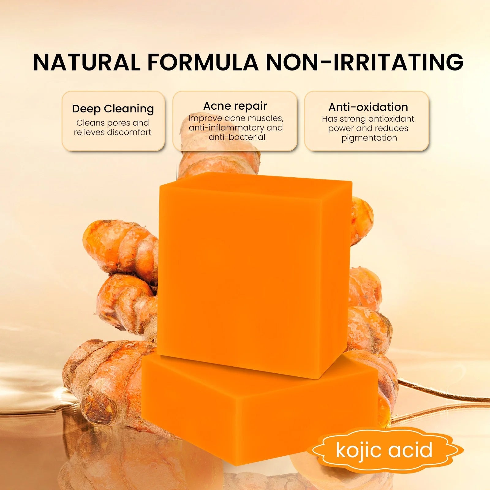 Natural Carrot Turmeric Soap Bar for Face &amp; Body,Turmeric Skin Soap Wash for Dark Spots,Intimate Areas,Underarms,Turmeric Face Soap Reduces Acne,Fades Scars &amp; Cleanses Skin - Timeless Beauty