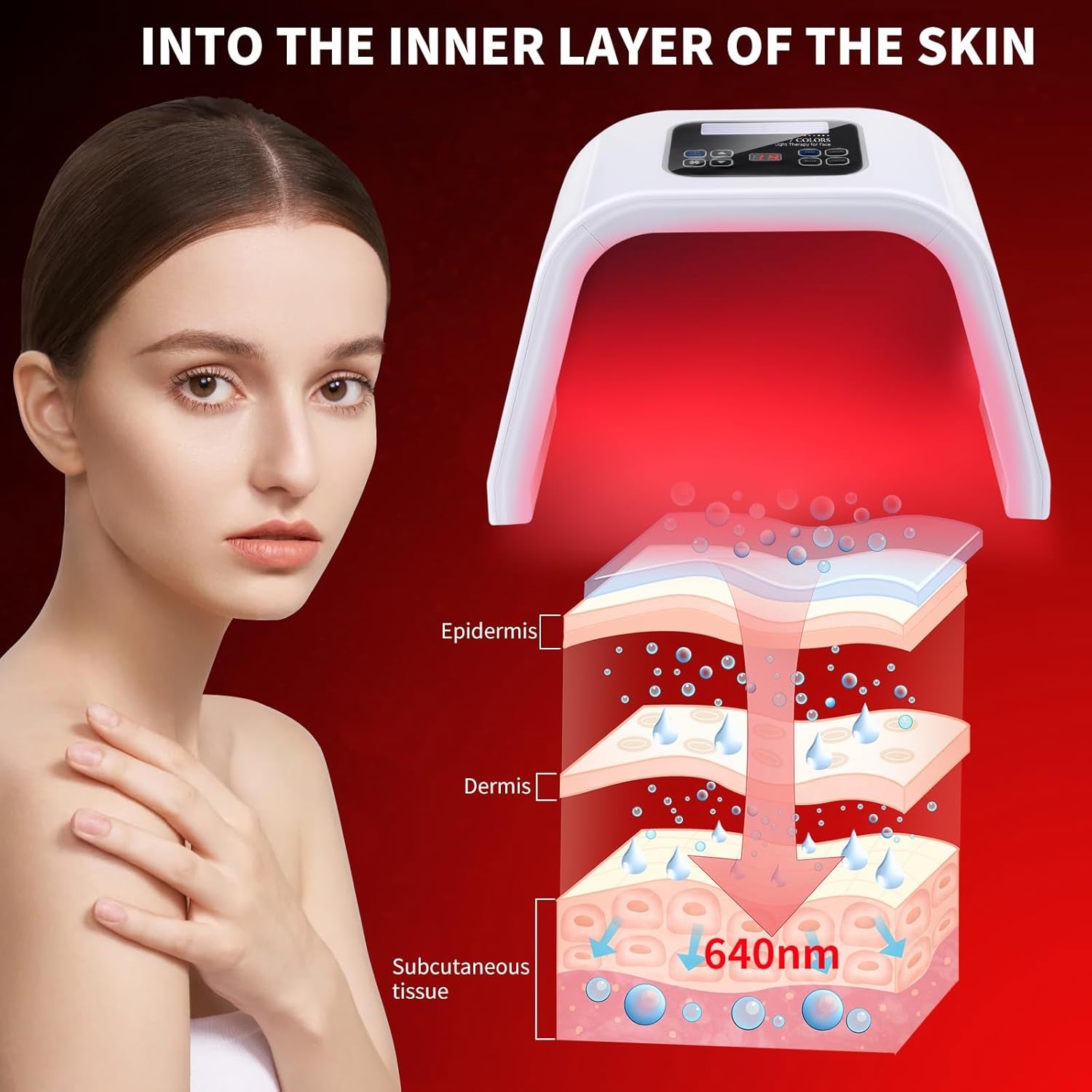 Best Red Light Devices, 7 Color Red Light Machine for Face and Neck, LED Facial Skin Care Beauty Tool at Home - Timeless Beauty