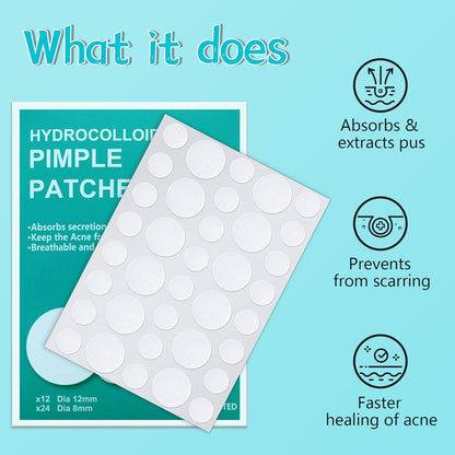 180 Counts Pimple Patches for Face Hydrocolloid Acne Patches for Face Invisible Zit Patches for Face Pimple Patch Acne Spot Treatment Patch Blemish Patches Cover Patches Stickers - Timeless Beauty