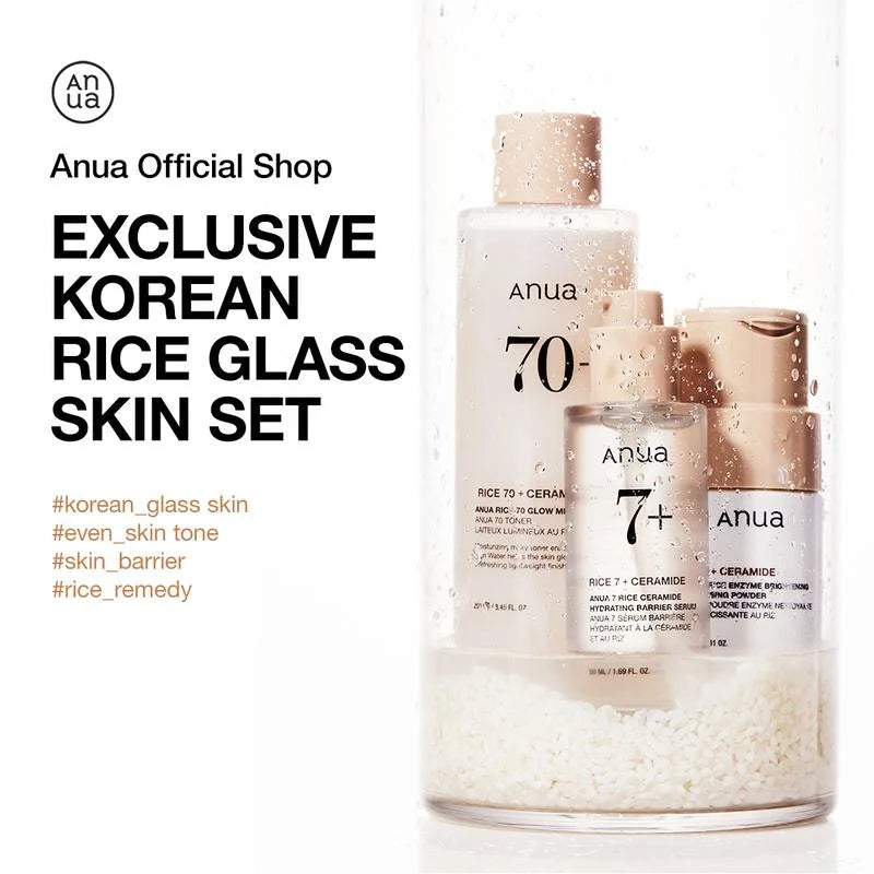 [Anua Official Shop] Korean Rice Glass Skin Set ｜Skincare Set with Rice Enzyme Mask Cleanser, Milky Toner, Brightening Serum ｜Rice Water Bright, Marshmallow Face Mask Maker - Timeless Beauty