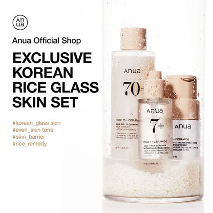[Anua Official Shop] Korean Rice Glass Skin Set ｜Skincare Set with Rice Enzyme Mask Cleanser, Milky Toner, Brightening Serum ｜Rice Water Bright, Marshmallow Face Mask Maker - Timeless Beauty