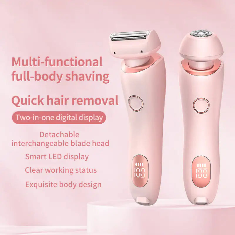 2 In 1 Hair Removal Epilator USB Rechargeable Trimmer Women Body Razor Face Leg Armpit Bikini Hand Pubic Shaver Hair Remover - Timeless Beauty