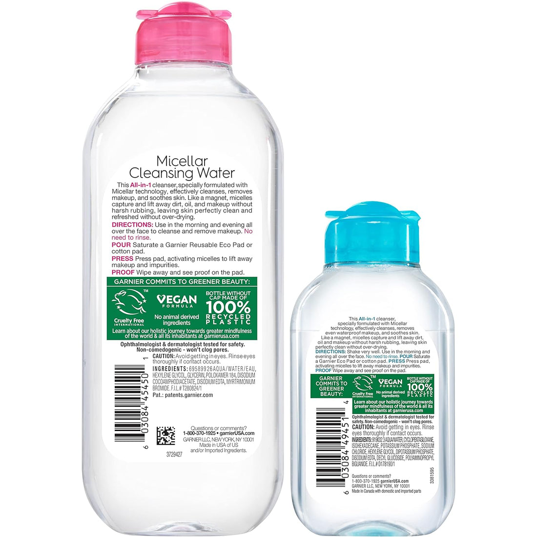Micellar Cleansing Water, for All Skin Types, 13.5 Fl Oz + Micellar Cleansing Water, for Waterproof Makeup, 3.4 Fl Oz - Timeless Beauty