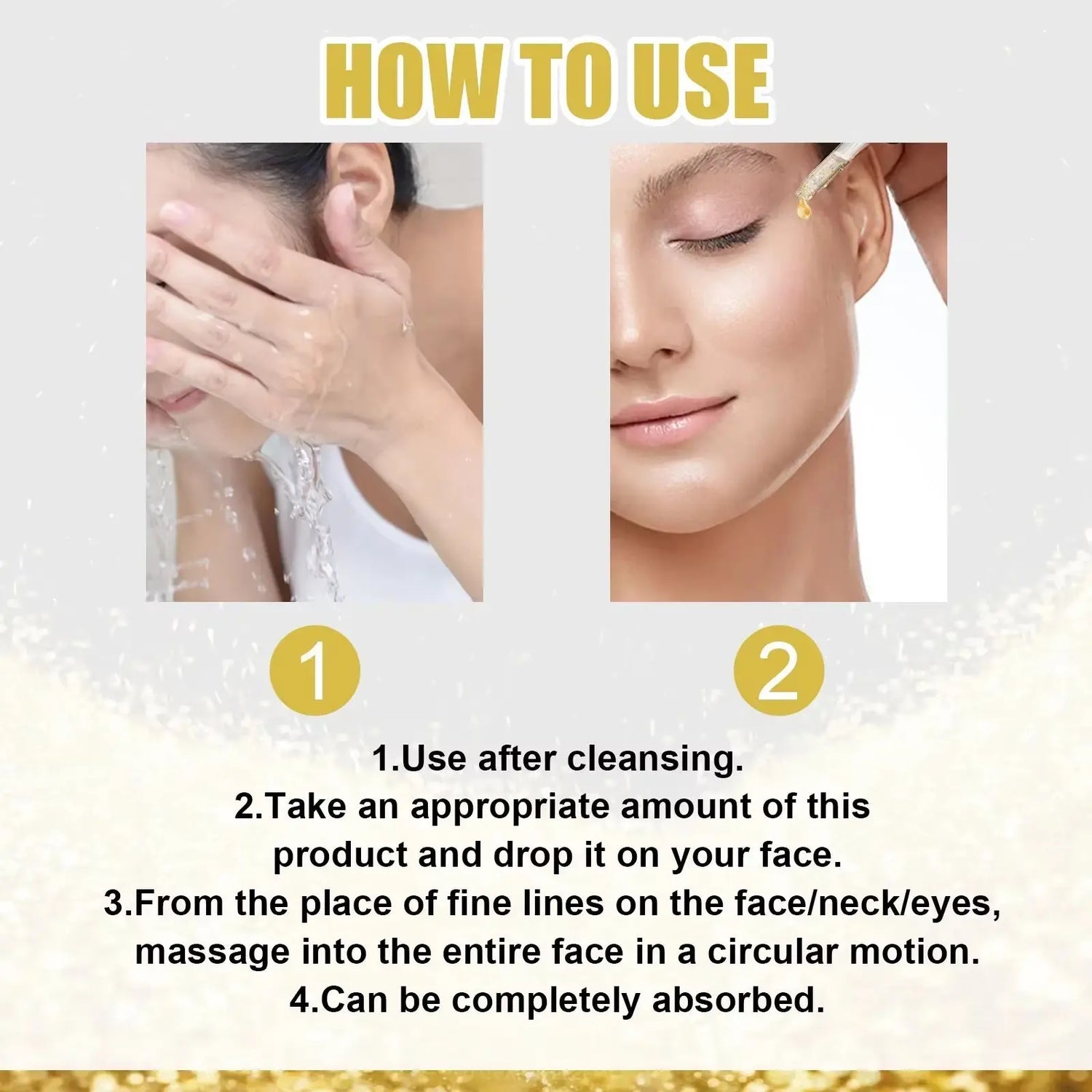 24K Gold Face Serum Hyaluronic Acid Moisturizing Whitening Fade Fine Lines Shrinks Pores Anti-Aging Brighten Essence Skin Care - Timeless Beauty
