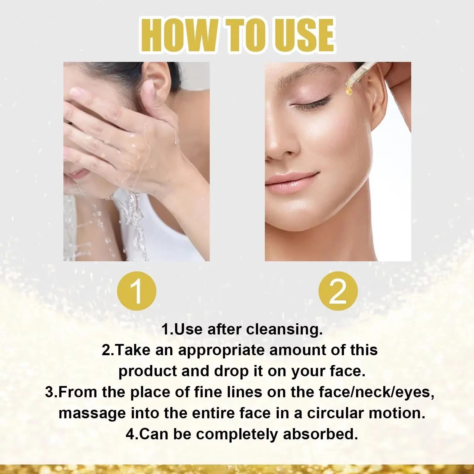 24K Gold Face Serum Hyaluronic Acid Moisturizing Whitening Fade Fine Lines Shrinks Pores Anti-Aging Brighten Essence Skin Care - Timeless Beauty