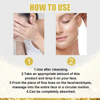 24K Gold Face Serum Hyaluronic Acid Moisturizing Whitening Fade Fine Lines Shrinks Pores Anti-Aging Brighten Essence Skin Care - Timeless Beauty