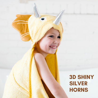Toddler Hooded Towel Yellow Dinosaur - Timeless Beauty